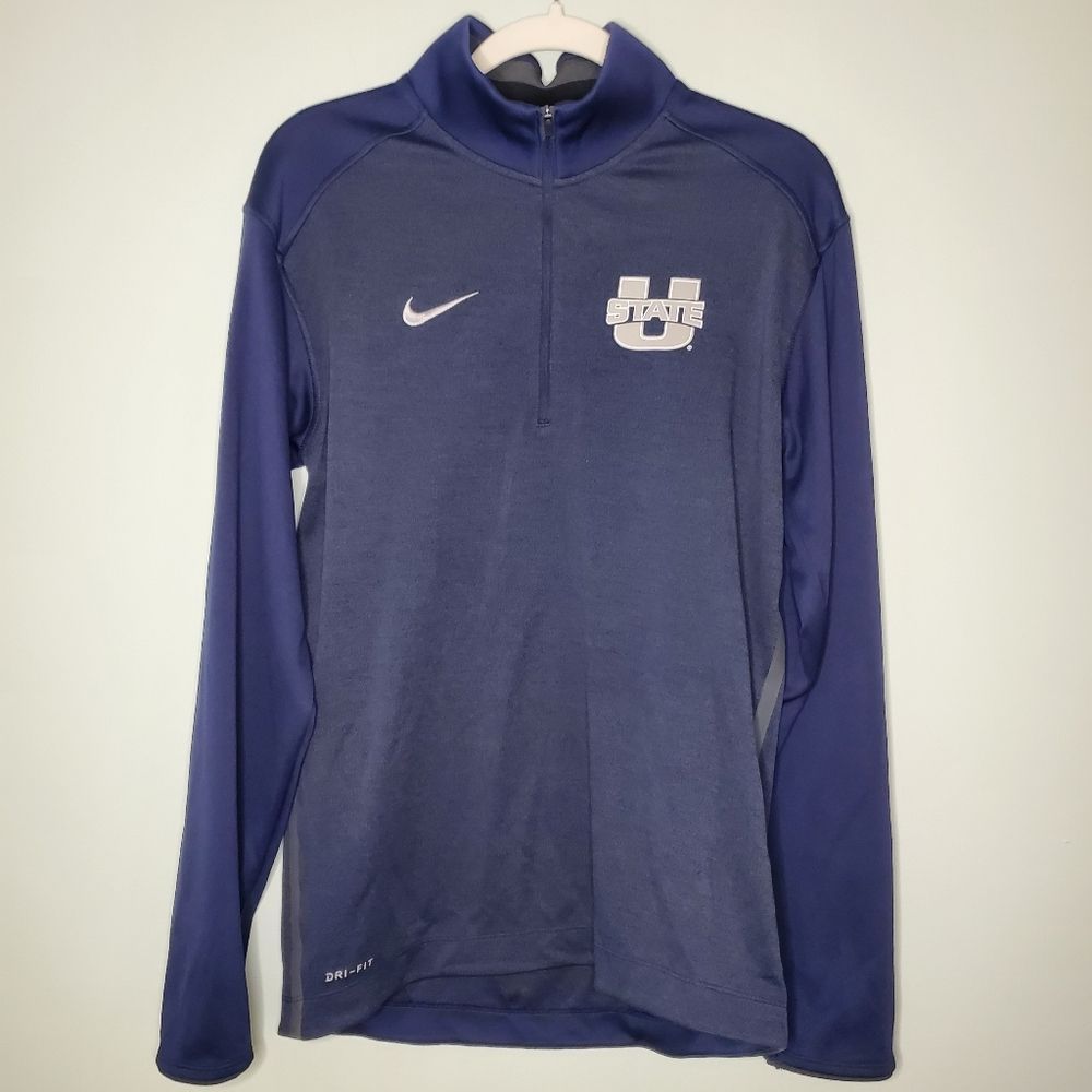 UTAH State Nike Dri-Fit 1/2 Zip Blue Sweatshirt Size Small